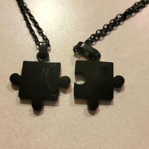Stainless Steel Matching Puzzle Piece Necklaces